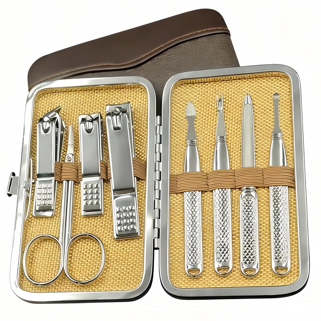 Mens Grooming Kit Case - 男性と女性のためのマニキュアセット、プロ用ネイルクリッパーキット、トラベルケース付き、ステンレス製ペディキュアグルーミングツール、アクセサリー、ネイルケアツール、レザーケース付き、母の日ギフト