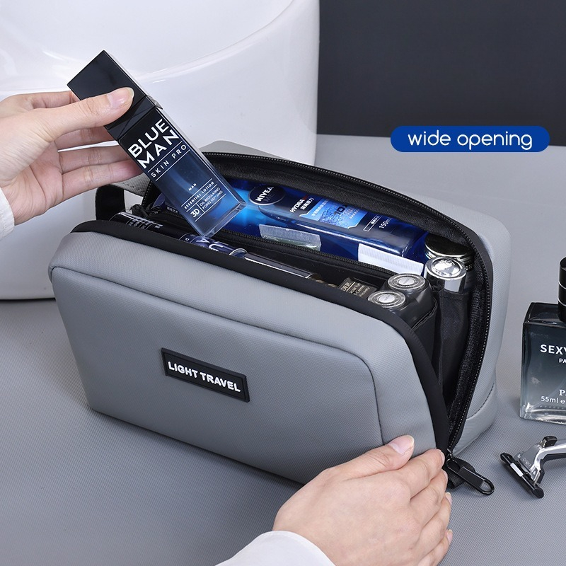 Mens Grooming Kit Case - 防水ハンドヘルドメイクアップバッグ、耐久性のある男性用トラベルオーガナイザー、シェービングキット、洗顔料、日常グルーミングアクセサリー収納用
