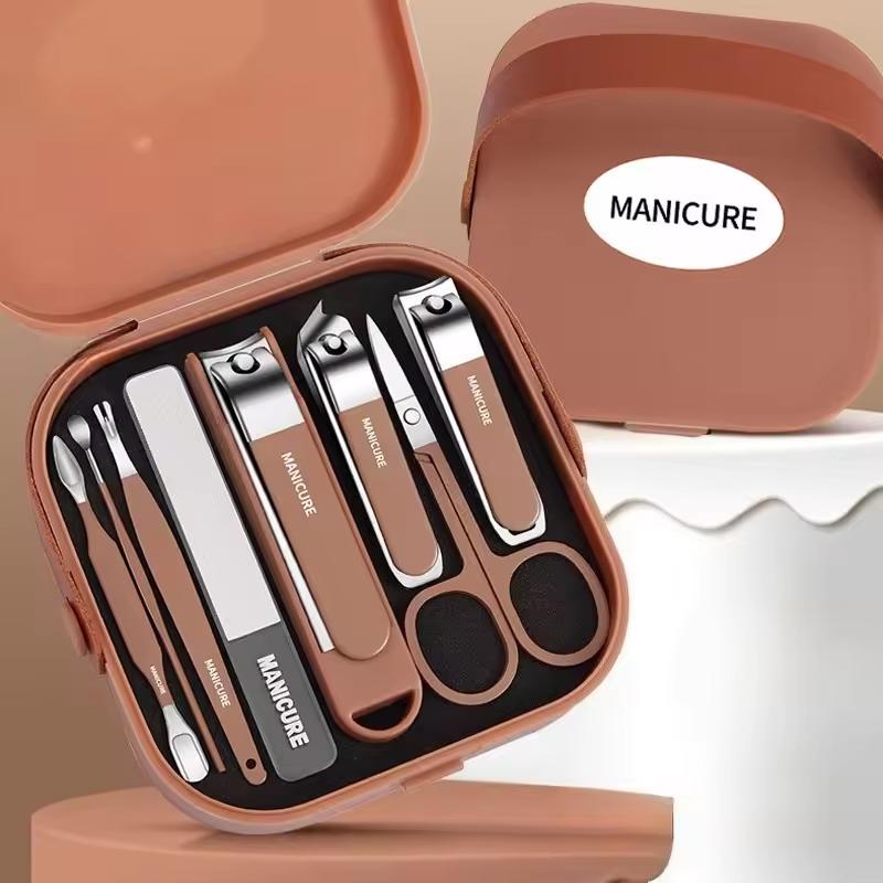 Mens Grooming Kit Case - ネイルケアキット 飛沫防止マニキュアセット ステンレス鋼製爪切り バッファーファイル グルーミングツール トラベルケース付き