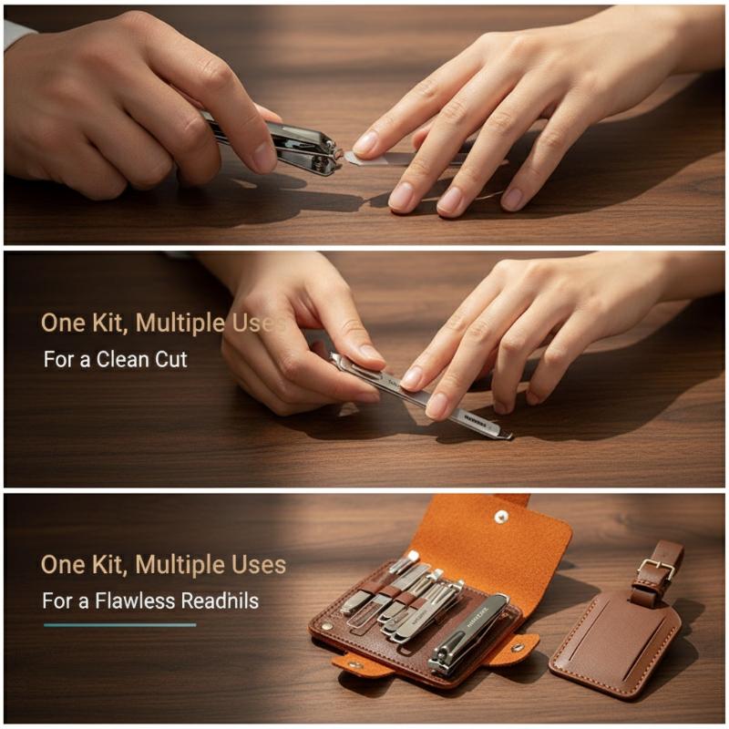 Mens Grooming Kit Case - マニキュアペディキュアキット 10点セット プロ仕様ネイルクリッパーセット グルーミングツール コンパクトトラベルケース 男女兼用