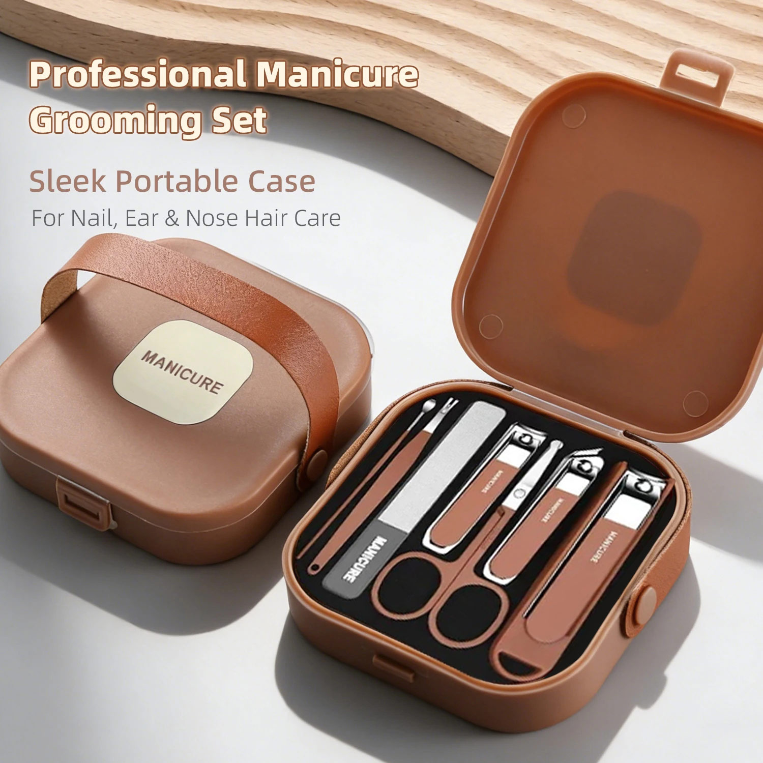 Mens Grooming Kit Case - ネイルケアキット 飛散防止マニキュアセット ステンレス製爪切り バッファーファイル グルーミングツール トラベルケース付き
