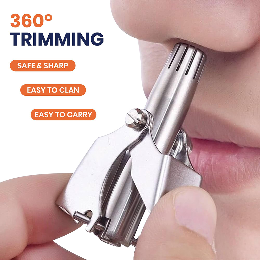 Men'S Grooming Nose Hair Trimmer - ポータブルステンレス鋼手動鼻耳毛トリマー脱毛器防水洗える簡単クリーニング旅行グルーミングツール男性用