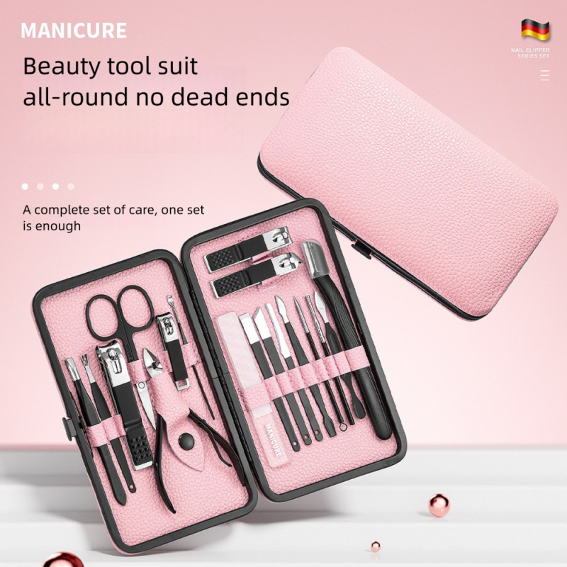 18個入りマニキュアペディキュアセット、プロ仕様ステンレス鋼 - Mens Grooming Kit Case のレビューと価格