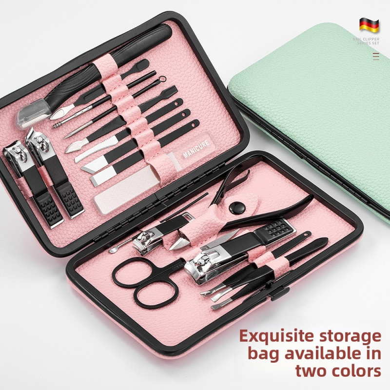 18個入りマニキュアペディキュアセット、プロ仕様ステンレス鋼 - Mens Grooming Kit Case のレビューと価格