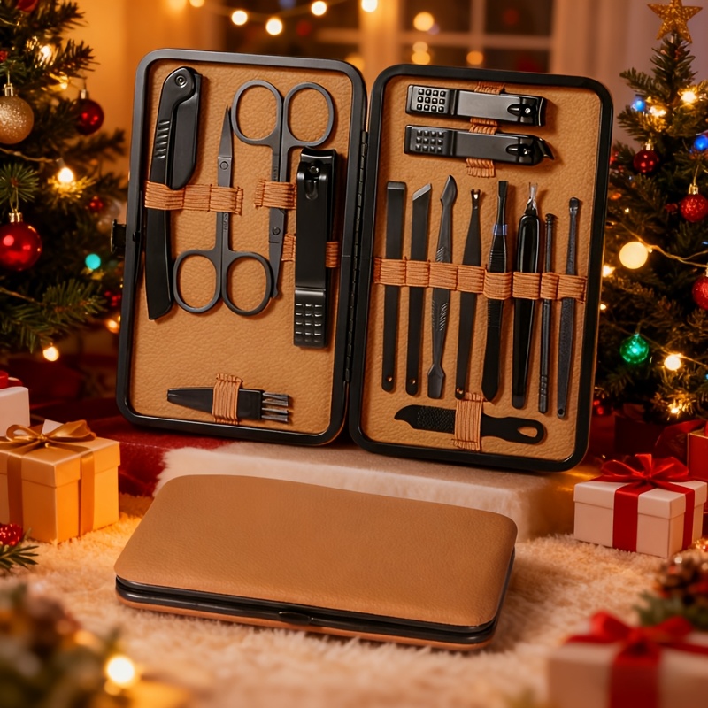24個入りマニキュアペディキュアセット、ブラウンステンレス鋼 - Mens Grooming Kit Case のレビューと価格